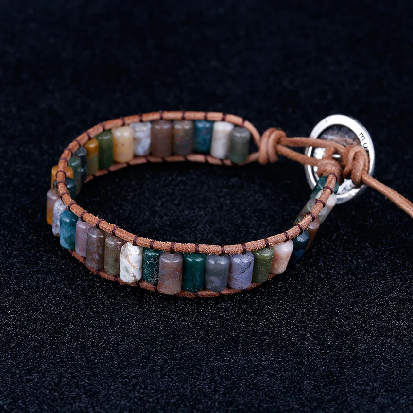 Green Color Wide natrul stone with life Tree Button Adjustable bracelets for women Men Handmade Bracelet charm jewelry | Украшения и