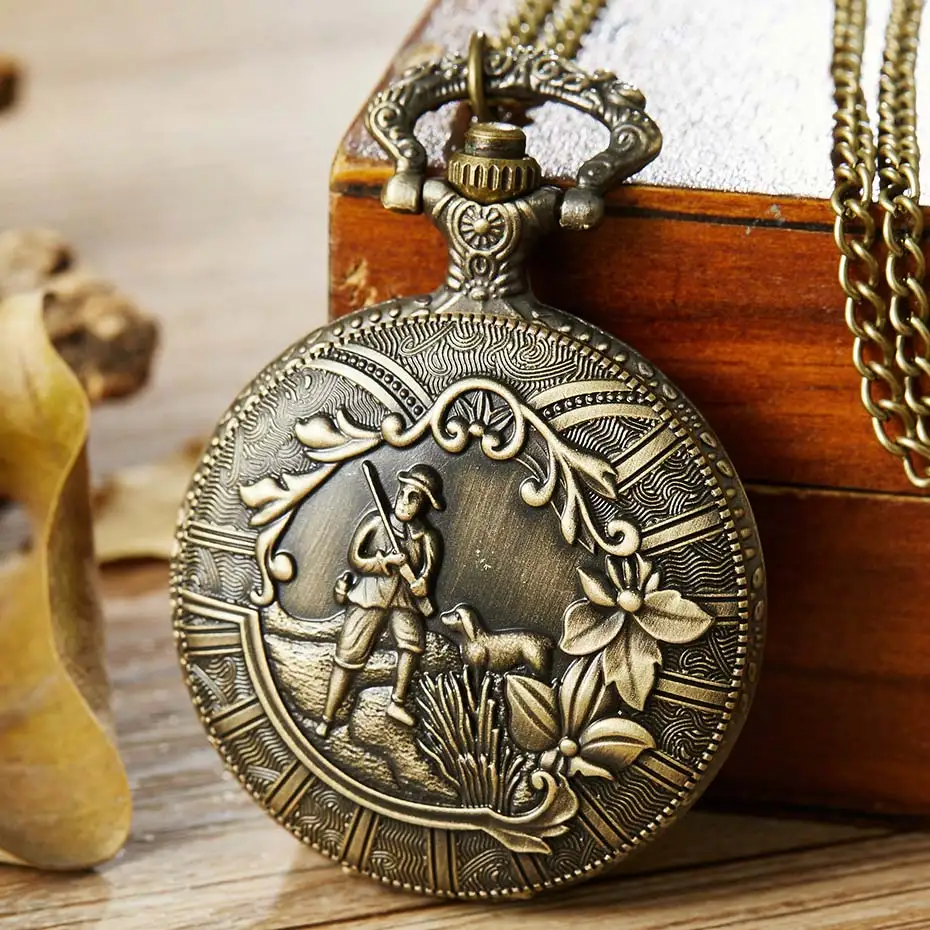 Vintage Hunter With a Dog Hunting Fullmetal Alchemist Quartz Pocket Watch Men Women Necklace Pendant Chain Steampunk Retro Clock | Наручные