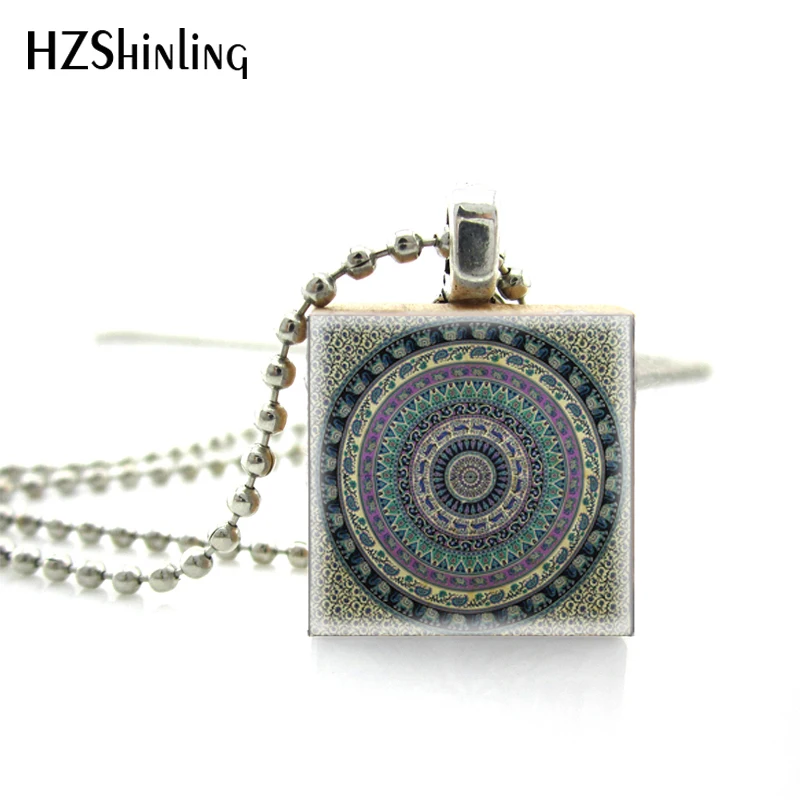 2018 New Trendy Fashion Vintage Style Ball Chain Necklace Lovely Mandala Flowers Pattern Pictures Scrabble Game Tile Jewelry | Украшения и