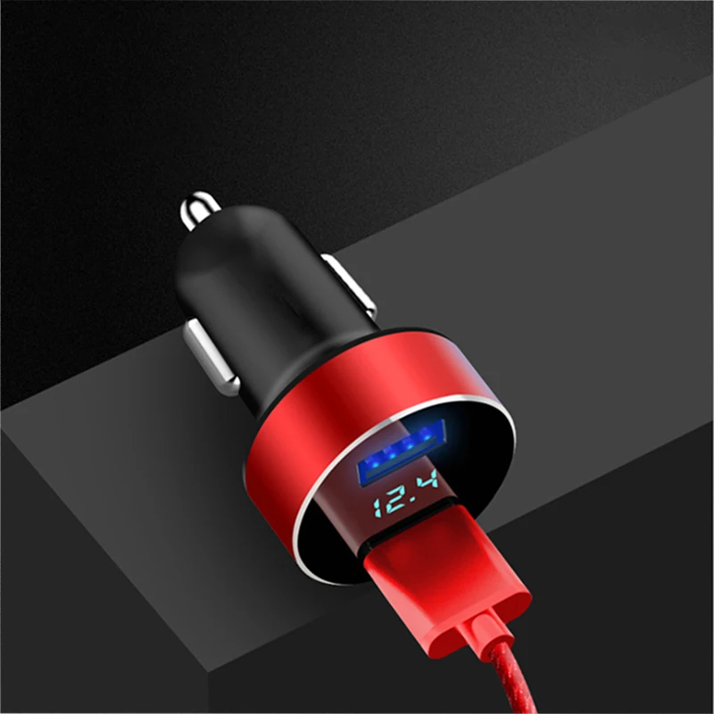 Mini Dual USB Car Charger with LED Display Voltage Detection for Dodge charger journey challenger caliber caravan ram 1500 nitro |