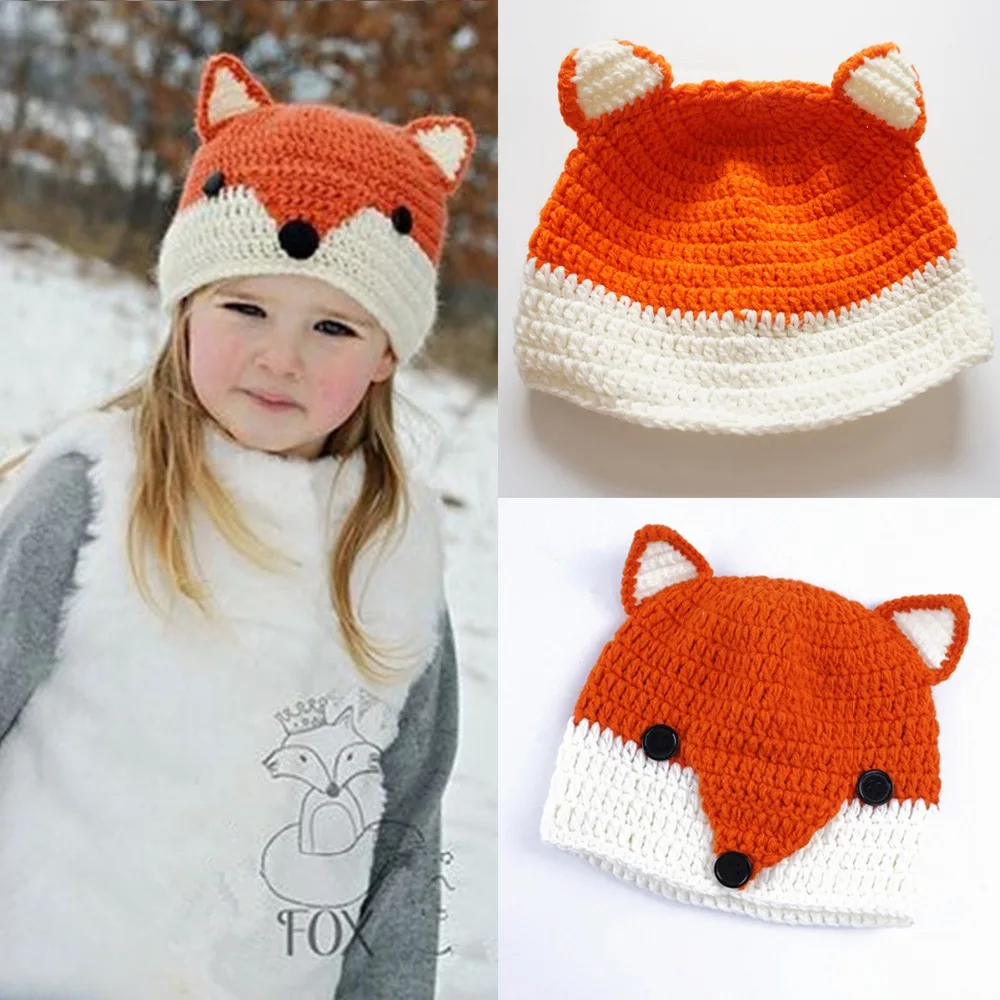 Puseky Baby Girls Winter Warm Beanie Hat Cap New Cute Fox Lovely Skulls Knitted Toddler Kids Bonnet Knit Crochet Hats | Детская одежда