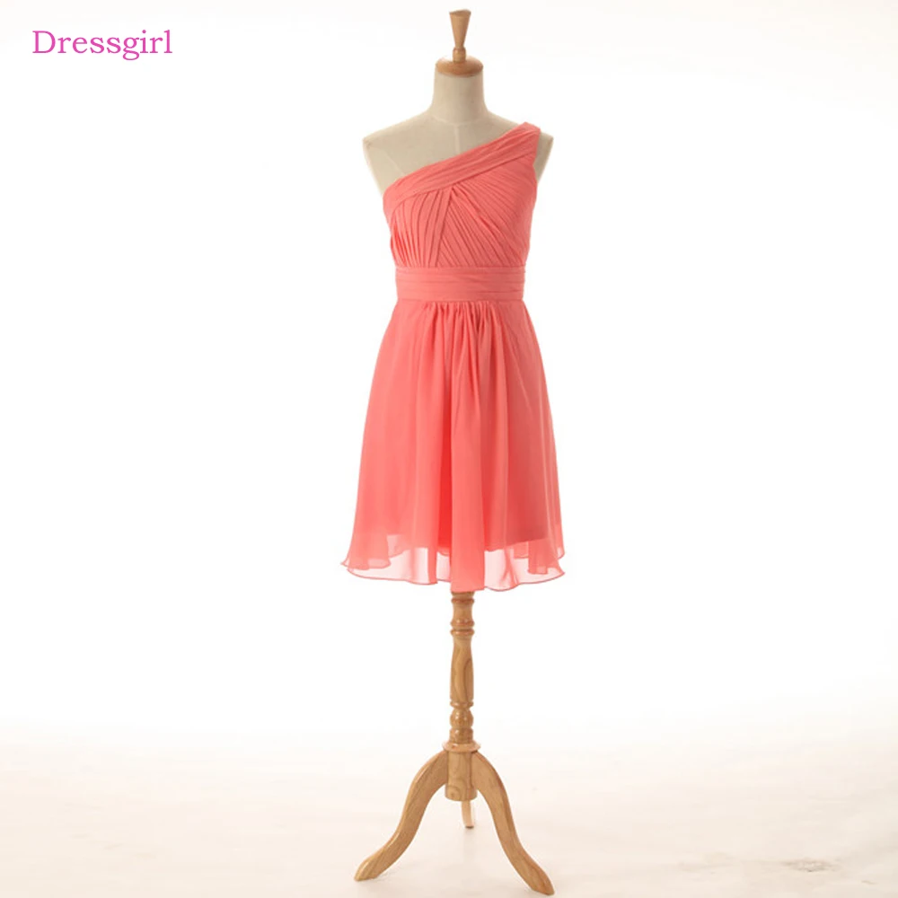 Фуксия дешевые платья подружки невесты до 50 А-силуэта на одно плечо длиной колена