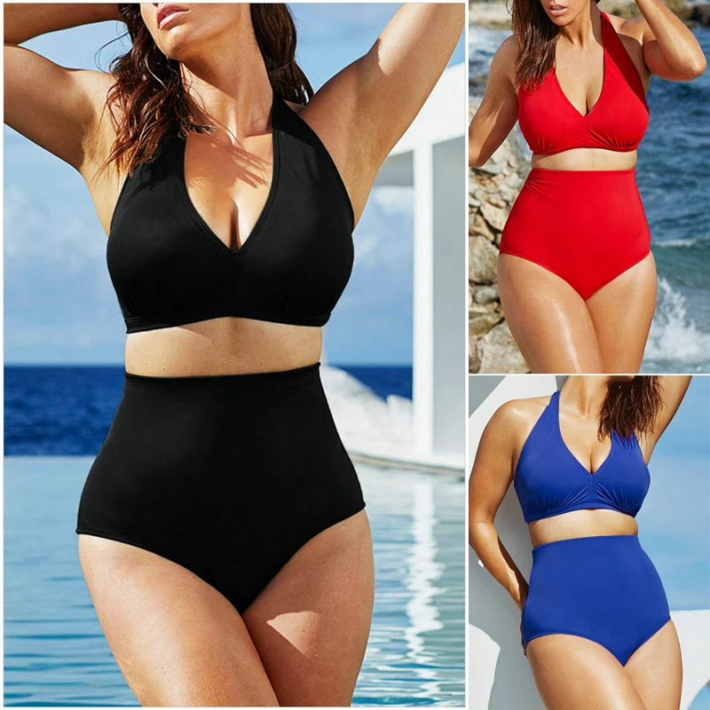 2019 New Sexy Bikinis Women Large Size Swimsuits high waist bikini push up Bathing Swim Suit Bikini Set Plus Swimwear XXXL | Женская