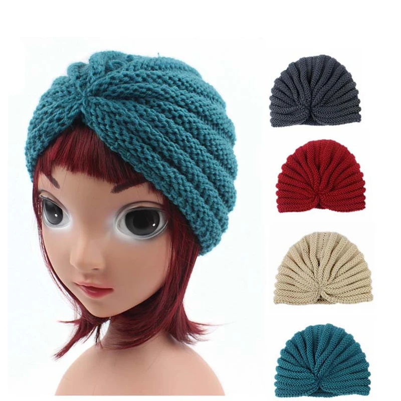 Мусульманская зимняя шапка теплая шерстяная вязаная бини тюрбан после