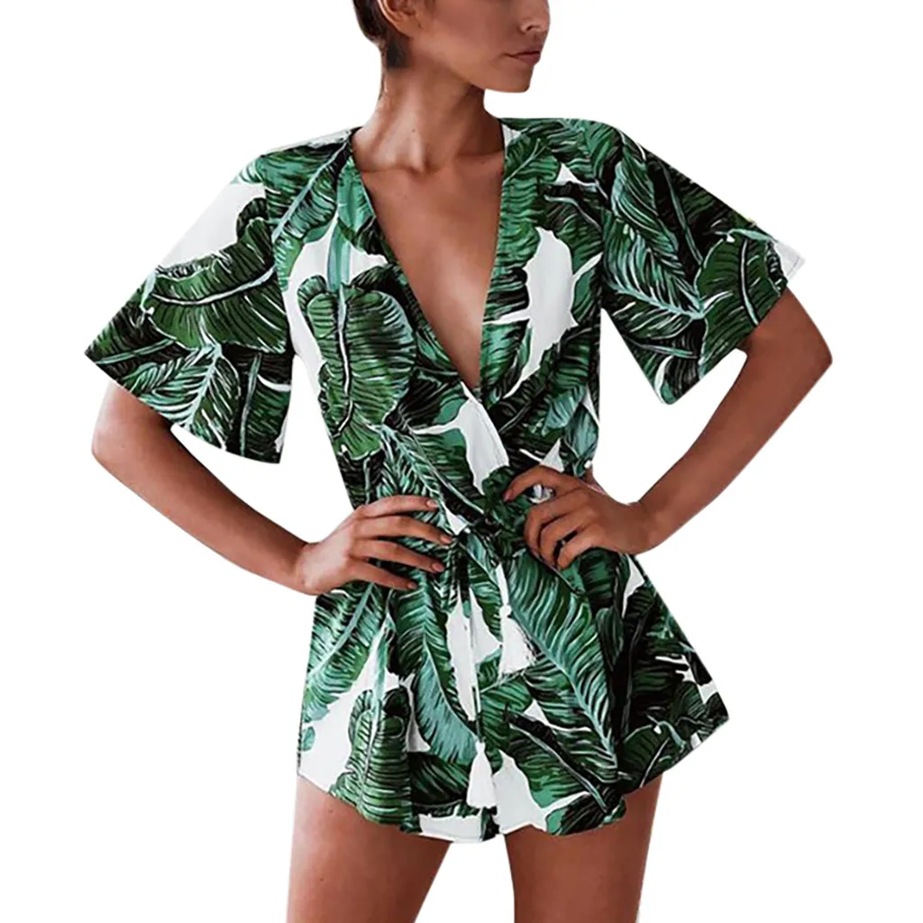 Летняя мода для отдыха свободные Мини короткие женские Глубокий V Бишоп рукав