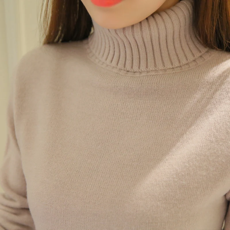 Sweters Women Autumn Winter Thick Pullover Sweaters Turtleneck Long Sleeve Solid Sexy Slim Knitted Sweater Pull Femme | Женская одежда