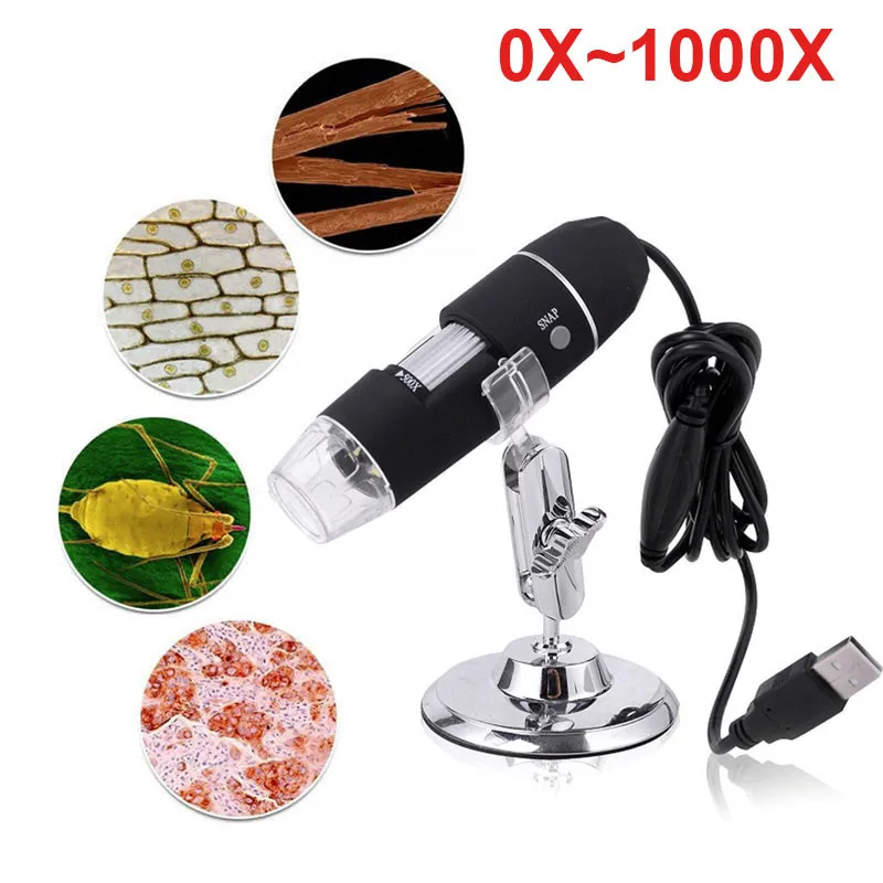 1PC Mega Pixels 1000X 8 LED Digital USB Microscope Magnifier Electronic Stereo Endoscope Camera Magnifier+Stand Device | Инструменты