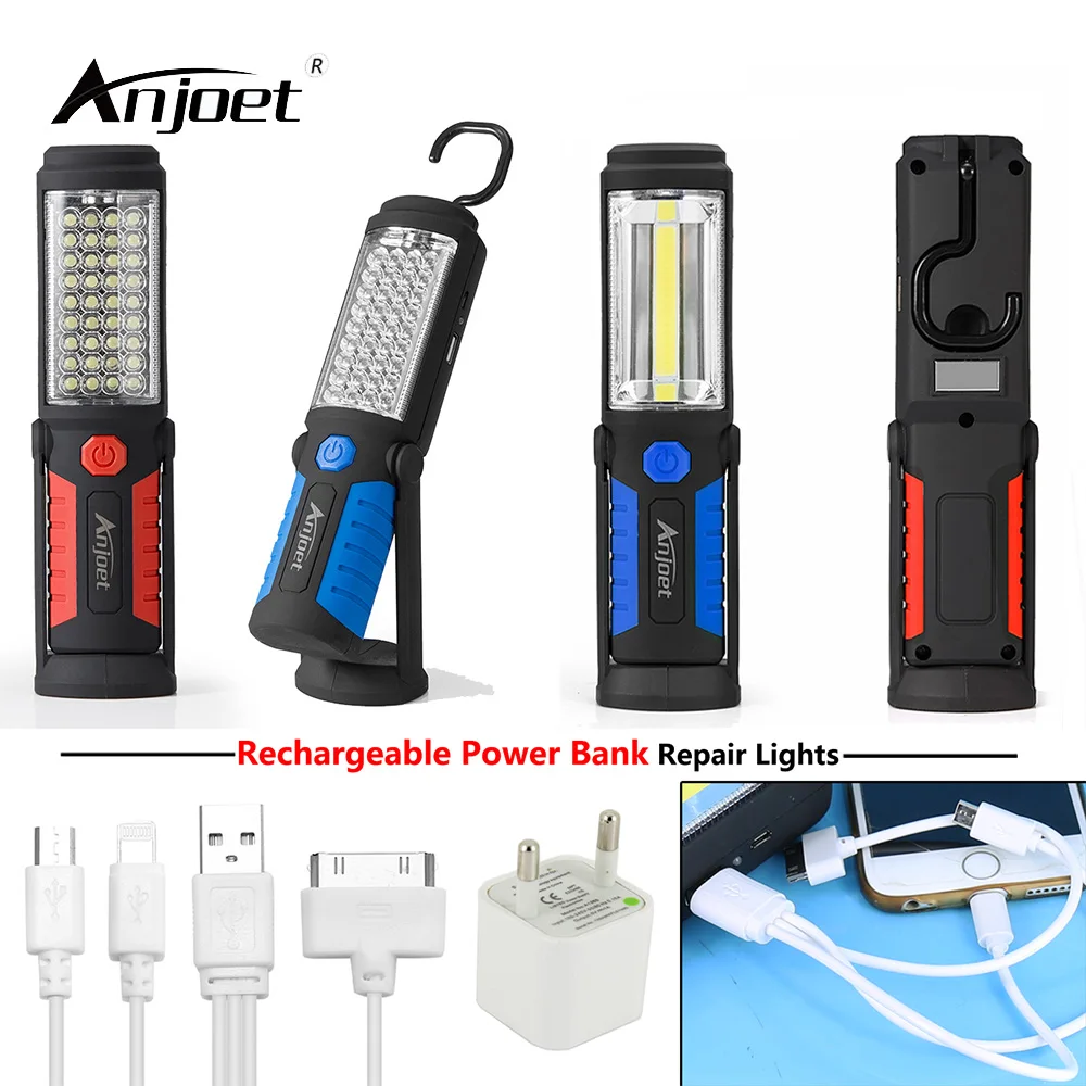 ANJOET портативный светильник 1 + 1COB/36 5 светодиодный для вспышки USB зарядка
