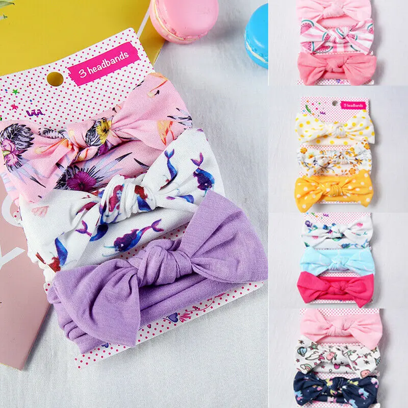Повязка на голову детская хлопковая 3 шт./лот с кроличьими ушками | Мать и ребенок