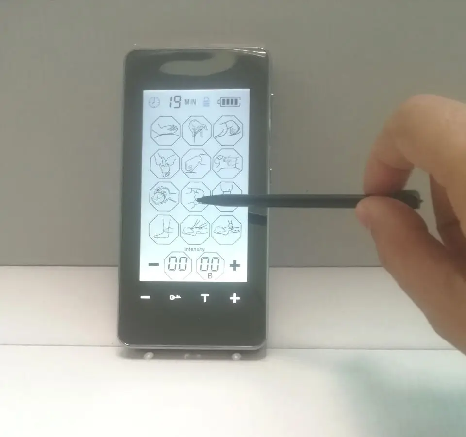 Электронный цифровой массажер для акупунктуры 2 канала сенсорный экран 12 режимов