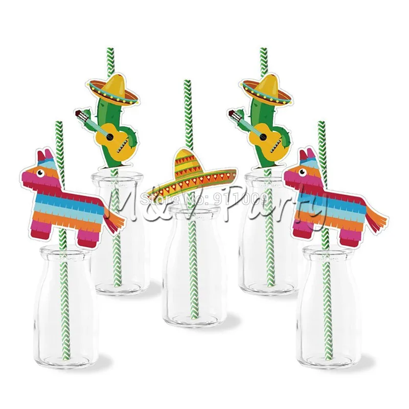 36pcs/lot Mexico Party Disposable Drinking Straw Cactus Paper Straws Birthday Wedding Baby Shower Cocktail Supplies | Дом и сад