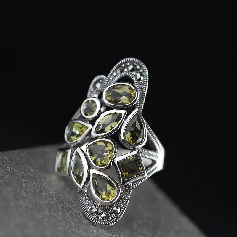 Кольцо женское из серебра 925 пробы с натуральным Цитрином | Украшения и