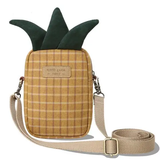 Harajuku retro pineapple mobile phone bag cute small girl mini coin cross body single Fruit shape lovely women | Багаж и сумки