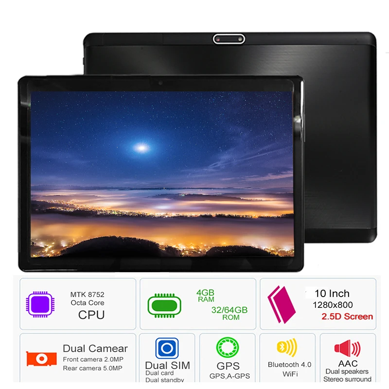 Free shipping 2019 S119 10.1' Tablets Android 8.0 Octa Core 32GB 64GB ROM Dual Camera 5MP SIM Tablet PC Wifi GPS bluetooth | Компьютеры