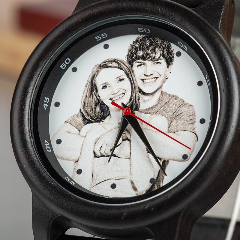 Мужские часы BOBO BIRD с фотографией семейные подарки деревянные мужские кварцевые