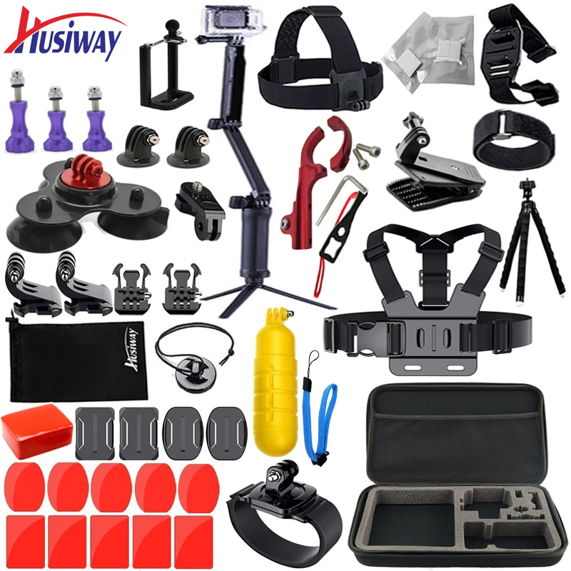 Комплект аксессуаров Husiway для Gopro Hero 5 6 Black Edition 4 3 сеанса Набор SOOCOO / Akaso Yi 4K eken h8r