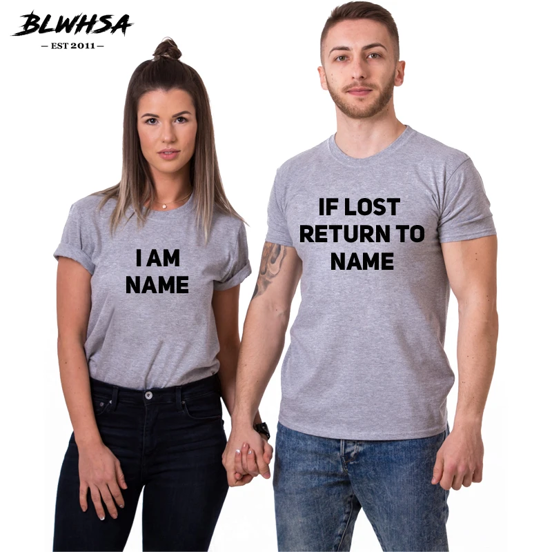 Футболка BLWHSA для пары женская футболка с надписью Return To Name I Am модная свадебная