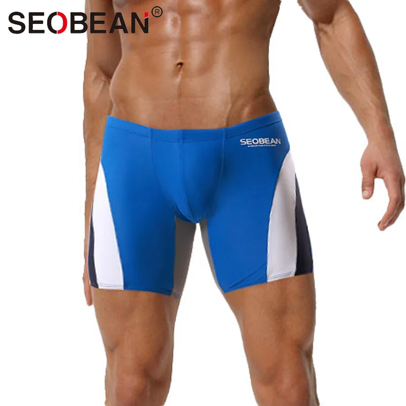 Seobean Brand Men Swimwear Swim Boxer Shorts Trunks Mens Swimsuits Gay Plus Size Swimming Bathing Surf Board Suits | Спорт и