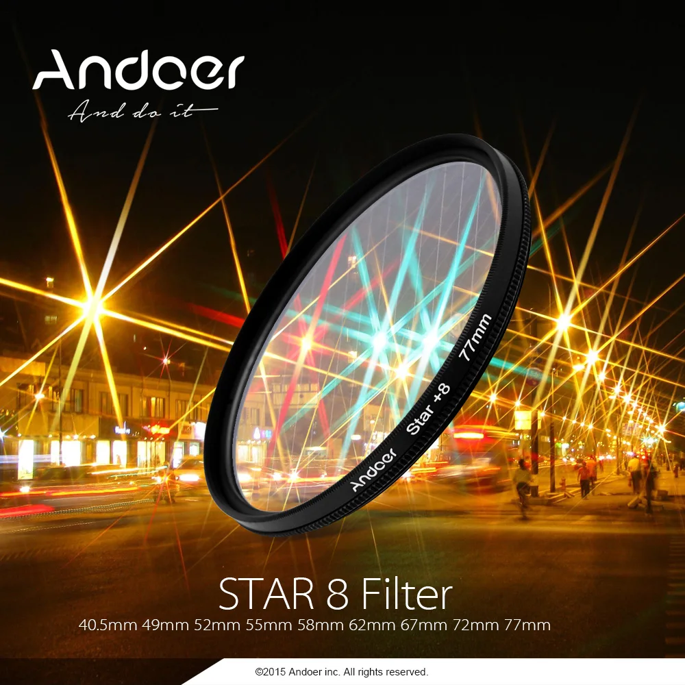 Круговой поляризационный фильтр Andoer 55 мм UV + CPL Close-Up 4 Star 8-Point для цифровой