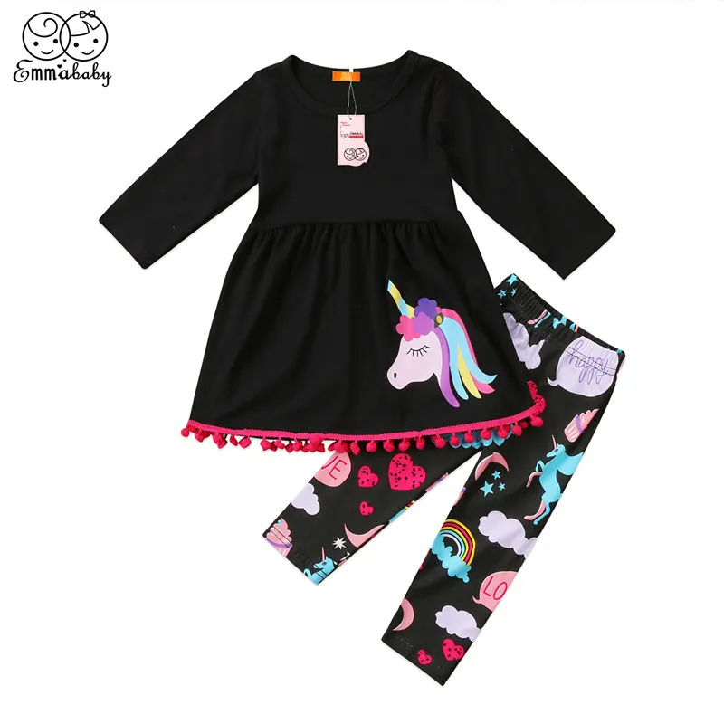 Модная Очаровательная одежда для маленьких девочек комплект из 2 предметов