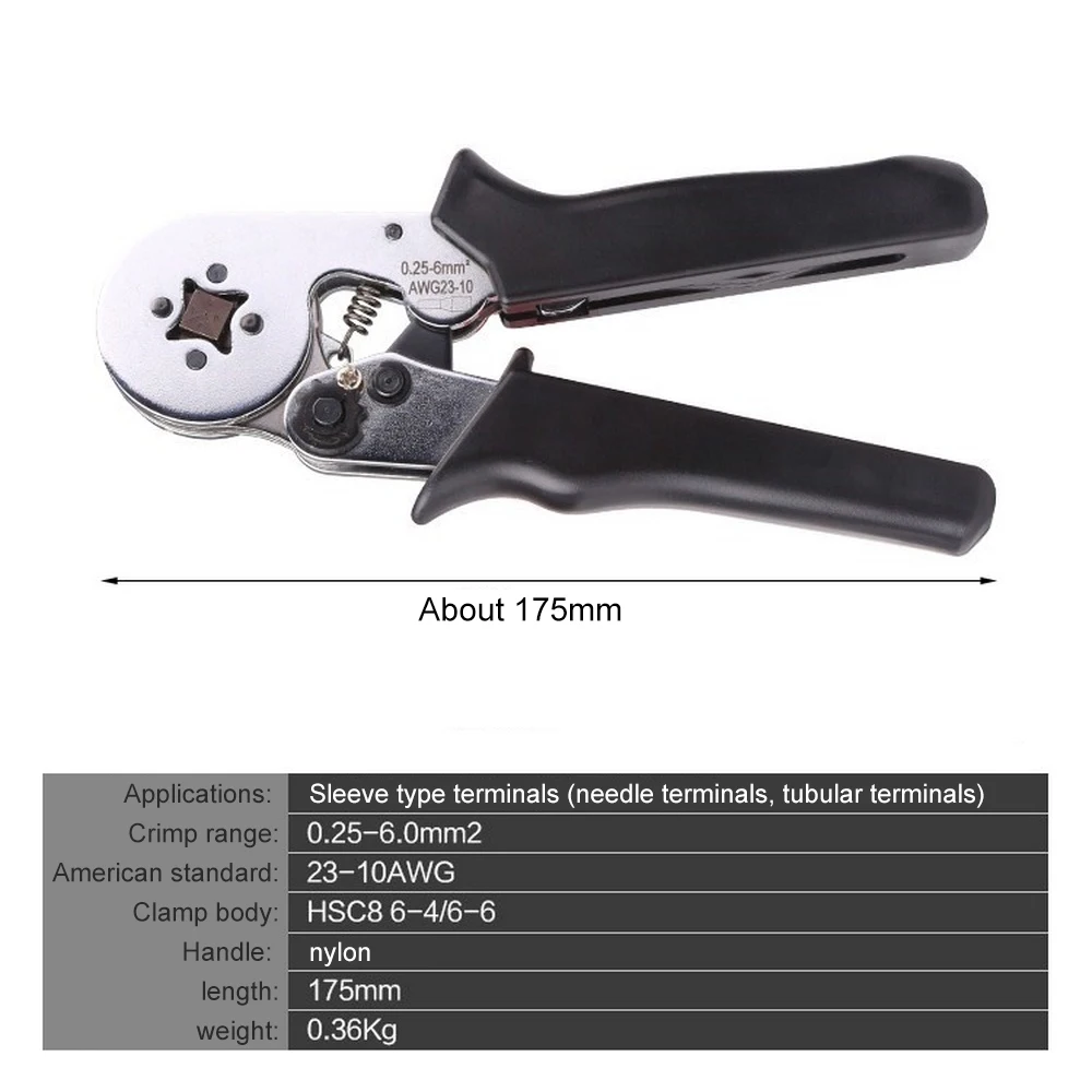 Обжимные плоскогубцы 0 25-6 мм HSC8 6-4 с саморегулирующимися обжимными щипцами