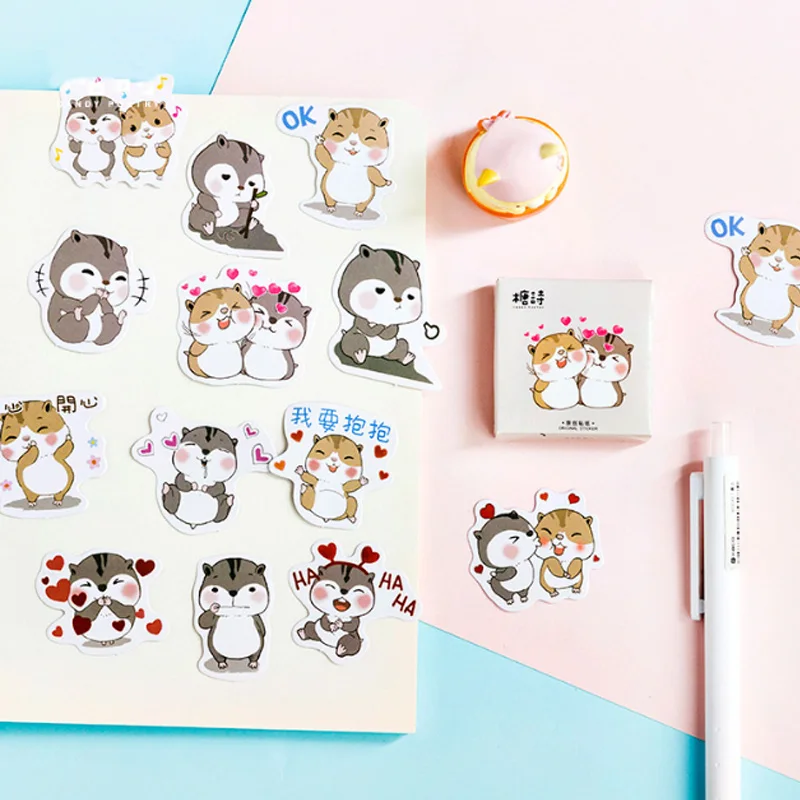 45 pcs/box cute chipmunk mini paper sticker decoration stickers DIY ablum diary scrapbooking label kawaii stationery | Канцтовары для