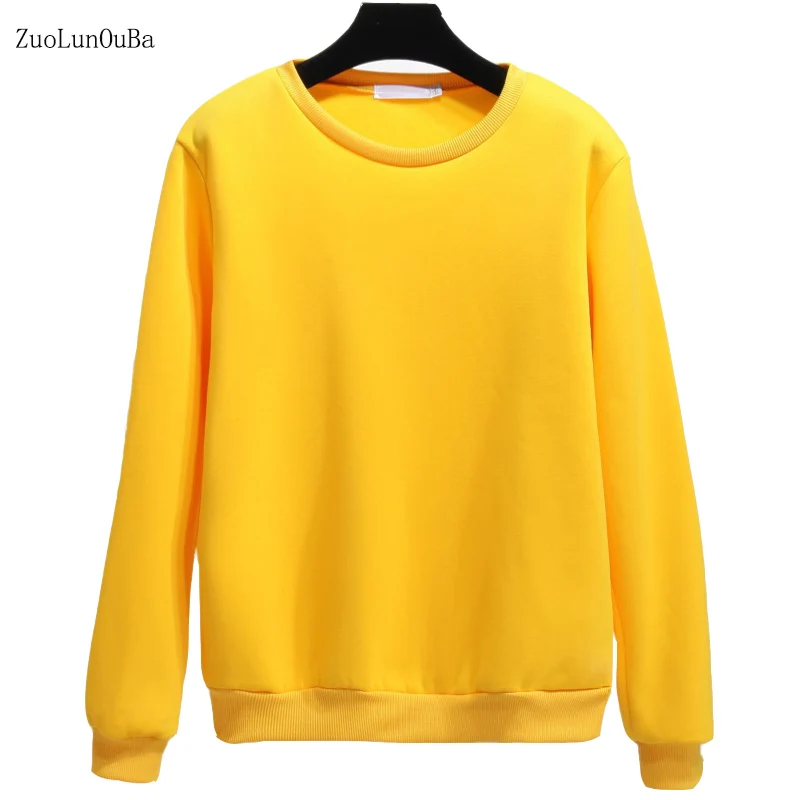 Женский Повседневный пуловер с круглым вырезом Zuolunouba Желтый Свободный