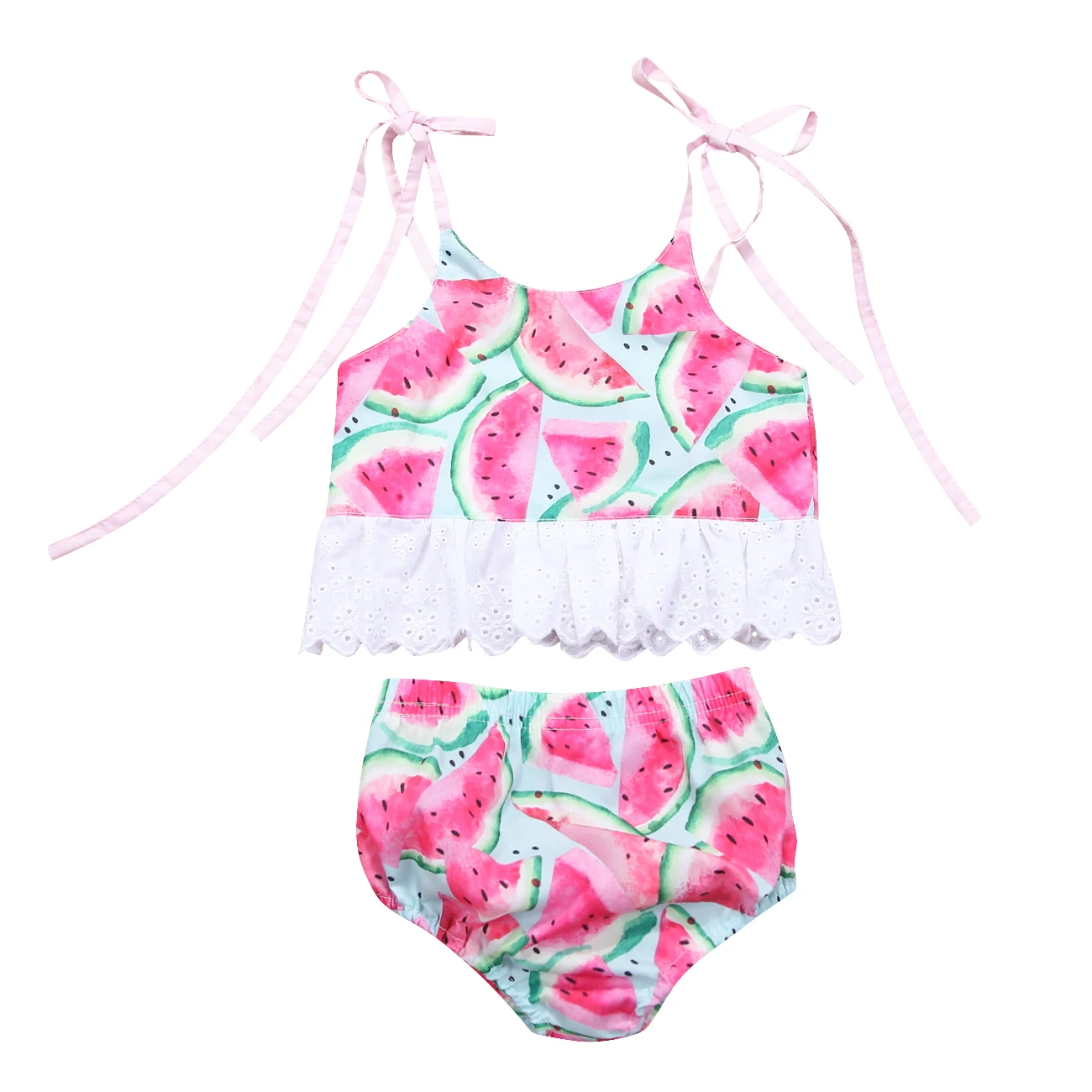 Довольно для новорожденных девочек арбуз наряды ремешок футболка шорты 2 шт.