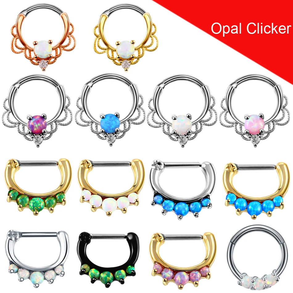 1 шт. готическое кружево Опал Камень откидной нос Перегородка кольца для пирсинга