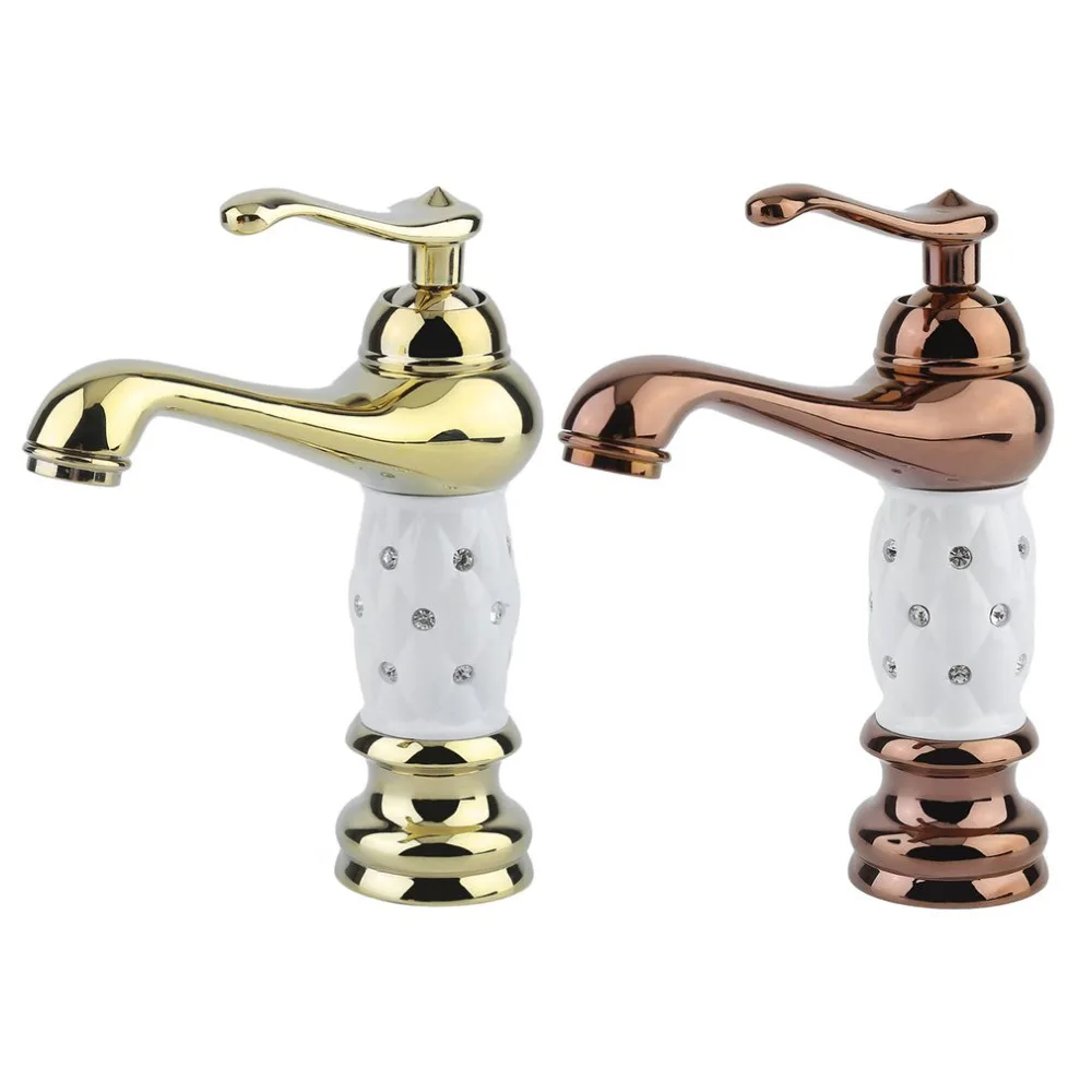 New Bathroom Basin Faucet Brass With Diamond Crystal Body Taps ceramic Luxury Single Handle Hot Cold Mixer Water Promotion Sale |