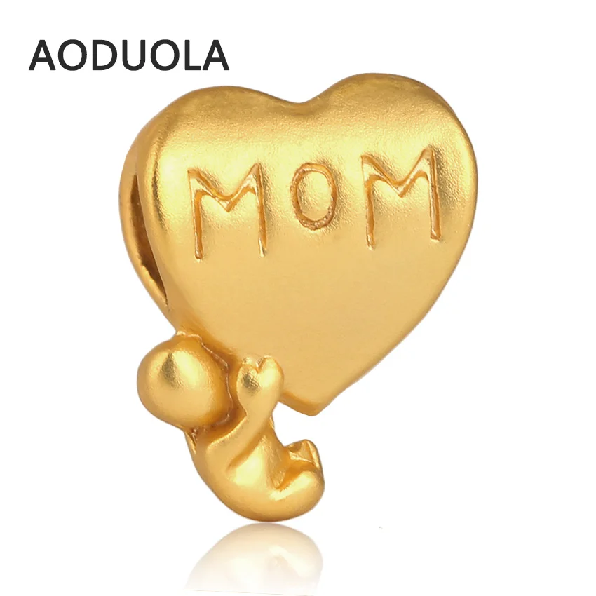 10 шт сердце мама и прекрасная подвеска в виде ребенка 24K матовая Золотая дорожная