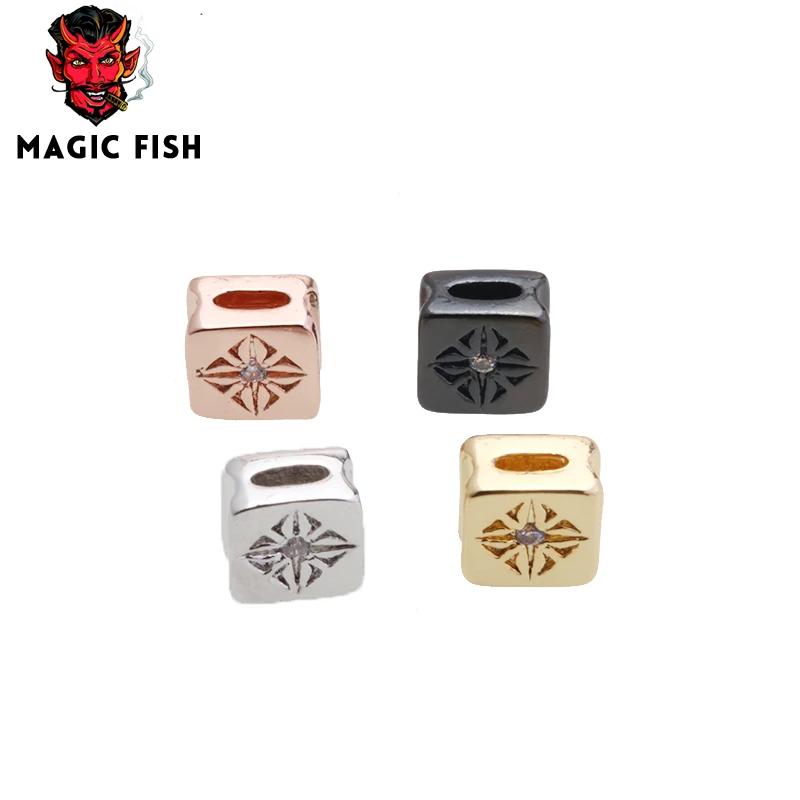 Магические рыбьи бусины для создания браслетов Diy для мужчин. Медный кубик. Цветок, инкрустированный цирконом. Ювелирные аксессуары и подвески из прекрасного пендента оптом бохо.