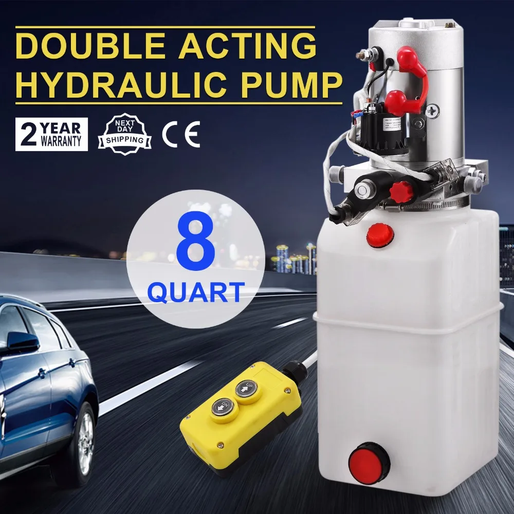 Double Acting Hydraulic Pump 12v Dump Trailer -8 Quart plastic Reservoir for TrailerDouble | Инструменты