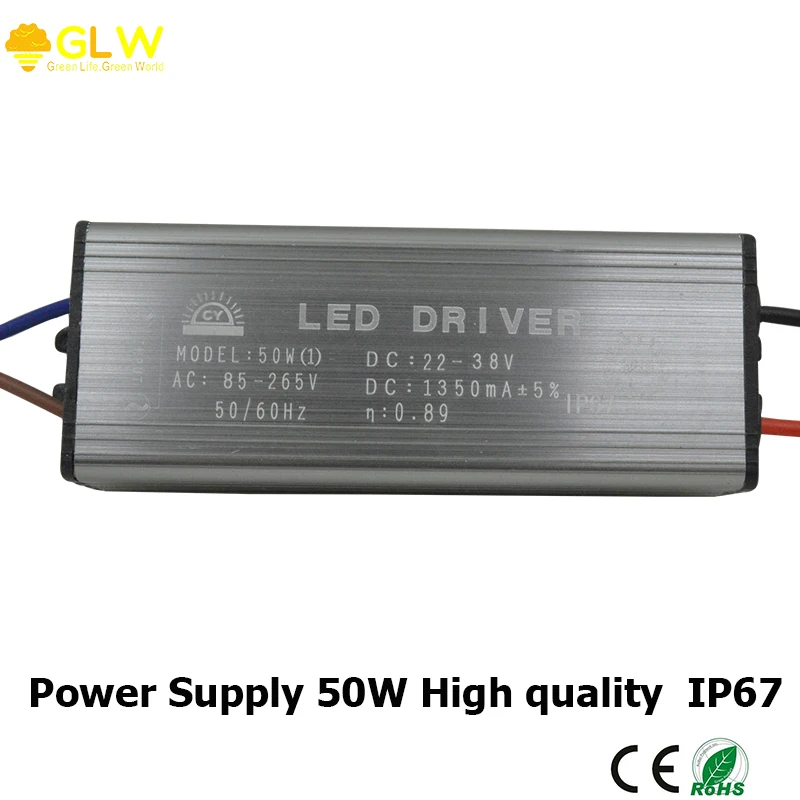 Горячие продажи 50 Вт СВЕТОДИОДНЫЙ Драйвер Адаптер Трансформатора AC100V-265V к DC22-38V