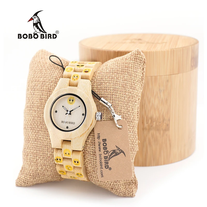Бобо птица клен Для женщин часы роскоши лучший бренд Наручные с смайлик Дисплей