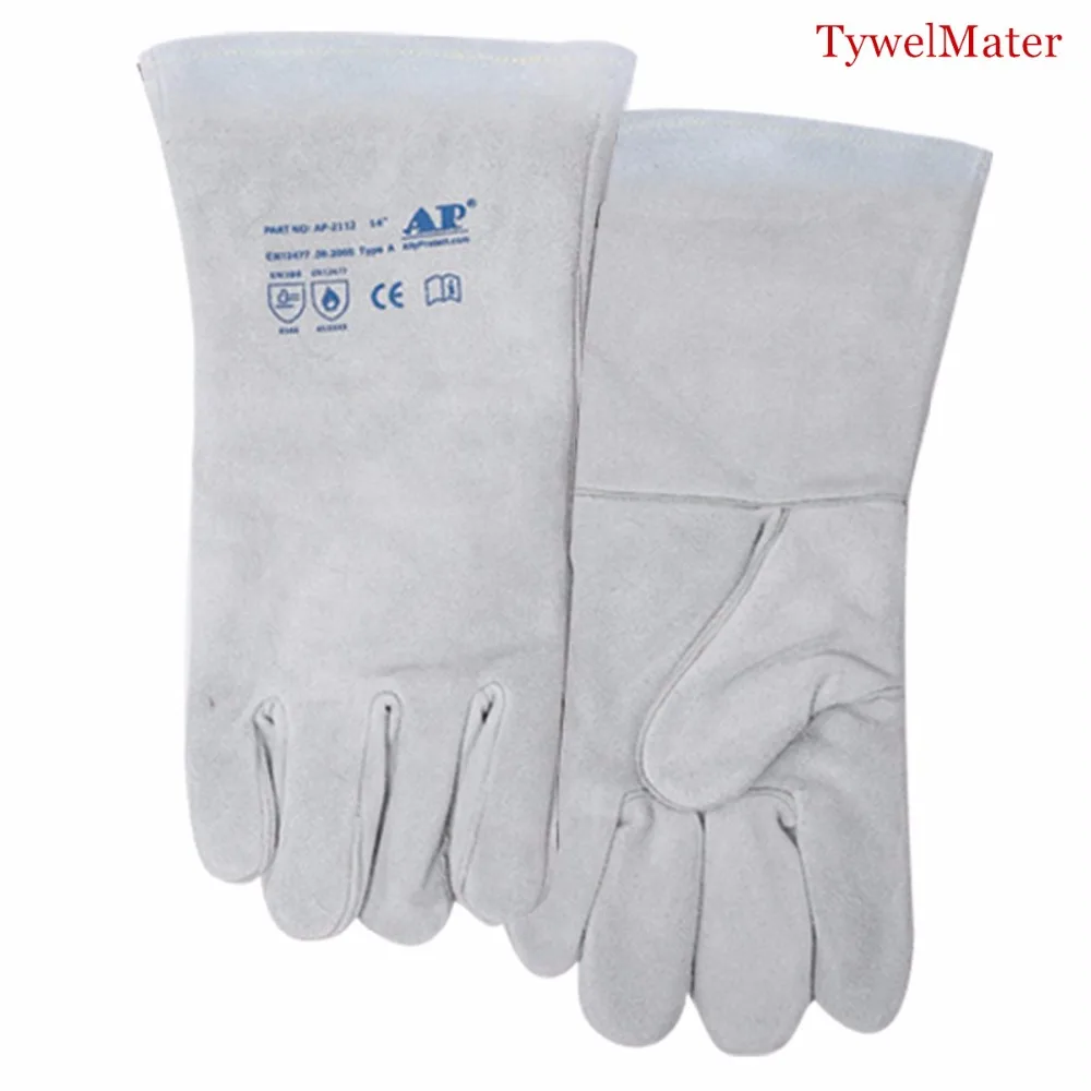 Перчатки для сварки MIG 14 дюймов 35 см перчатки из спилковой воловьей кожи CE EN12477 Stick