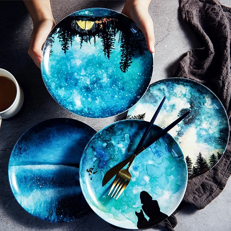 Набор обеденных тарелок 8 дюймов в скандинавском стиле фарфоровая десертная