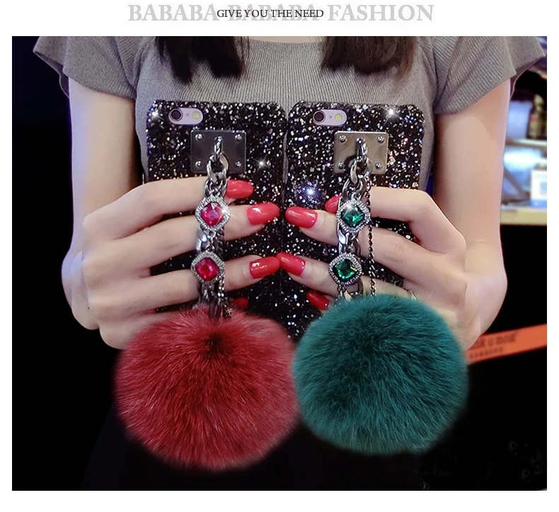 Блестящий жесткий чехол для женщин роскошный пушистый шар Ретро драгоценный