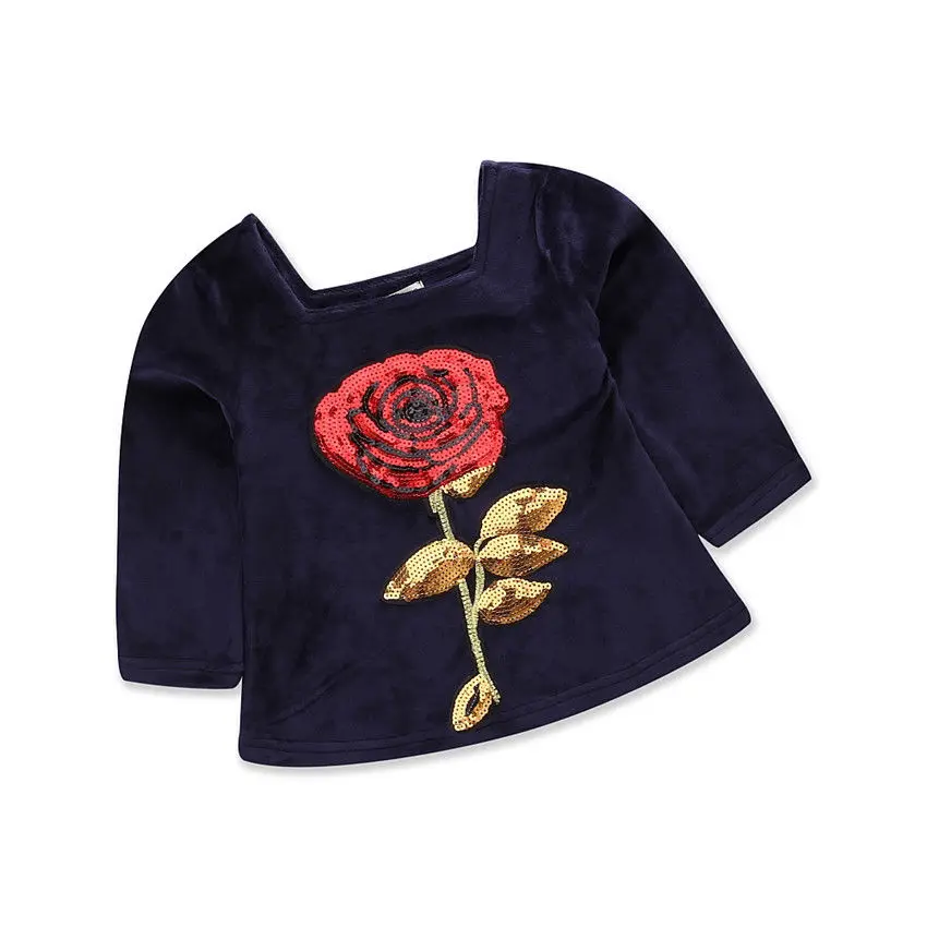 Детское бархатное платье принцессы с длинным рукавом и блестками | Детская