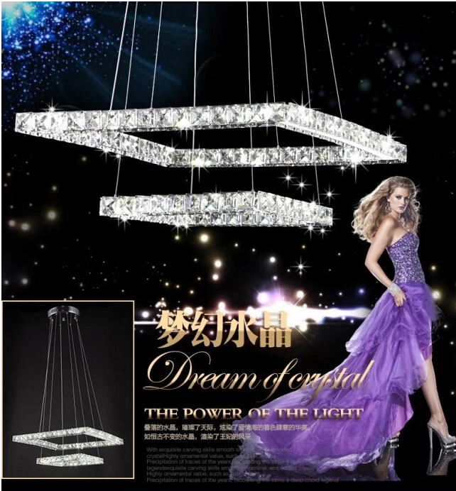 Роскошные прямоугольные светодиодные хрустальные люстры качественная