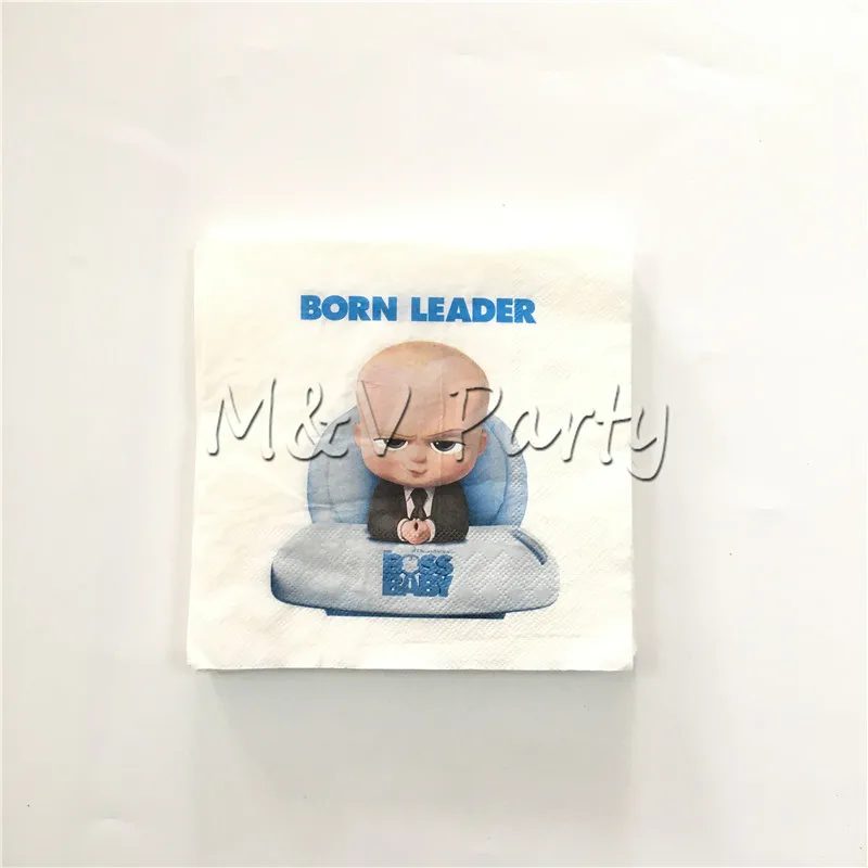 20 шт./лот Детские Boss тематические праздничные бумажные синие детские салфетки