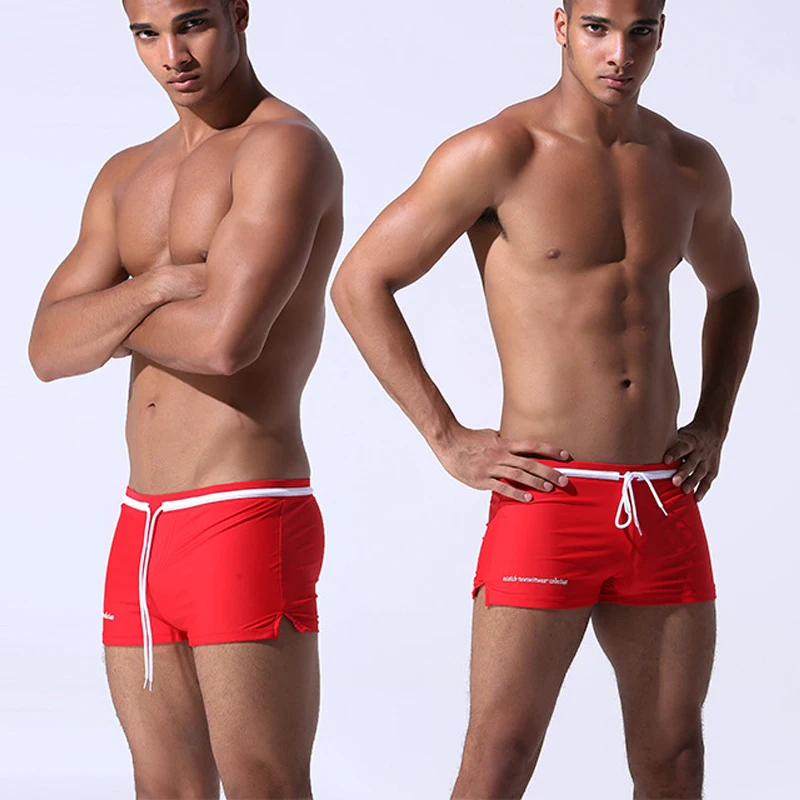 A324 Sexy Red Men Swim Trunk Boxers Swimsuits Sunga Beach Shorts Surfing Swimming Briefs Board Swimwear Bikini | Спорт и развлечения