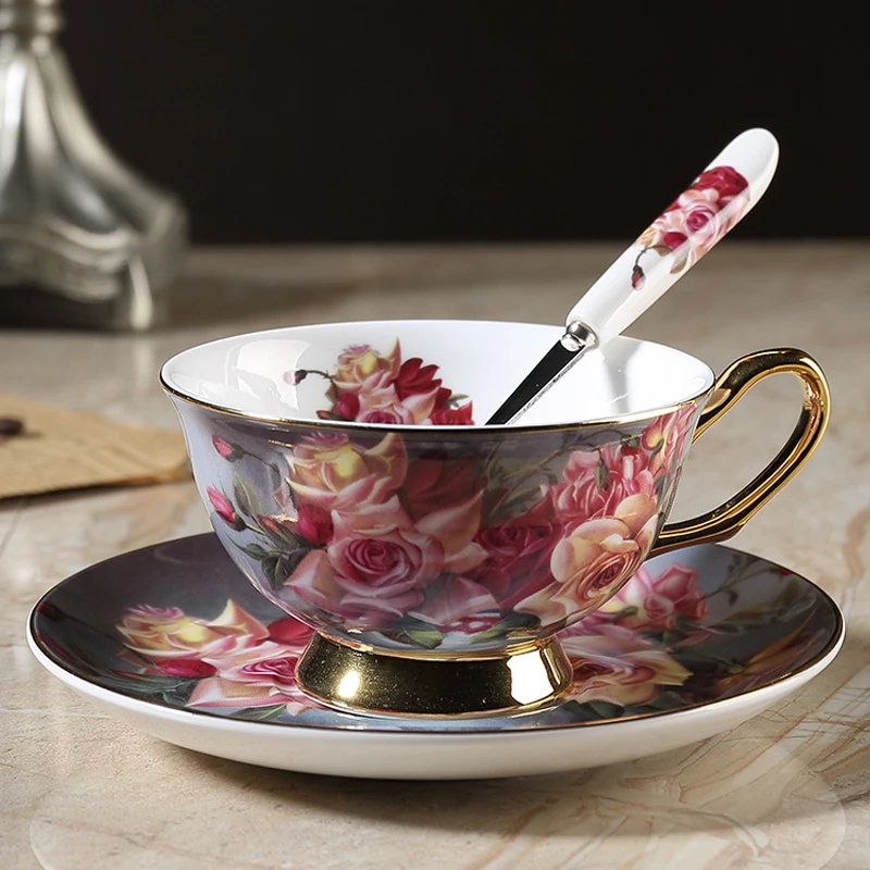 Изысканная чайная чашка с цветами лучшее качество кофейная из костяного фарфора