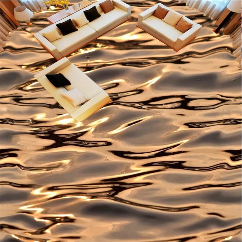 Красивая Золотая водная волна beibehang настенная фреска 3D Пол пользовательская
