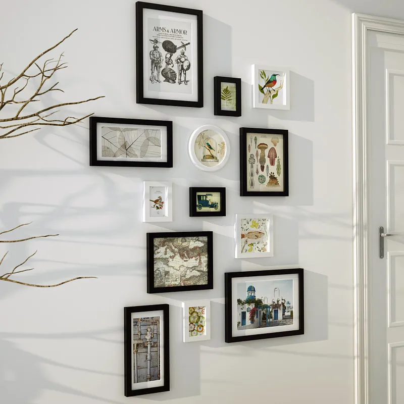 INKANEAR современная мода Живопись морском стиле фоторамка комплект часы твердой