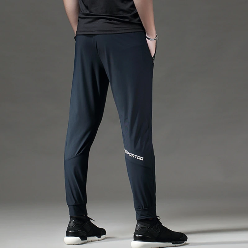 Осень Ice Шелковый Для мужчин s тренировки пот Штаны Slim Fit Мужской Quick dry дышащий