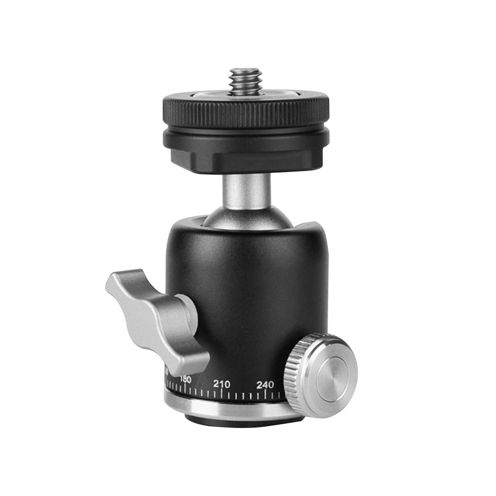 Минишарнир-шаровая голова с базовым креплением для камеры DSLR, видеомикрофона и горячей обувью на 360 градусов.