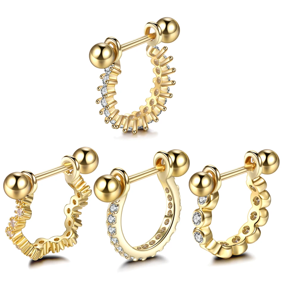 1 шт. 20 г медные золотые кольца для носа штанга с фианитом обруч хрящевая спираль