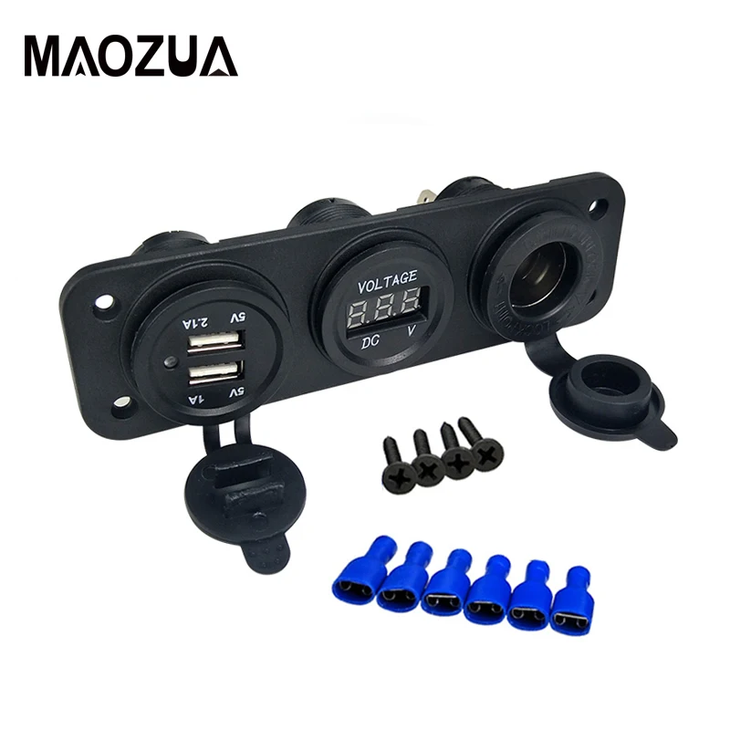 Универсальный 12-В 24 В Dual USB Автомобильное зарядное светодио дный светодиодный