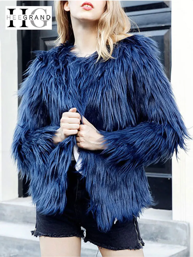 HEE GRAND/вечерние женские пальто размера плюс 3XL с пушистым искусственным мехом на